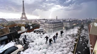 France in Chaos! Massive Hailstorm in Paris Destroys Homes, Cars, and Leaves City in Panic
