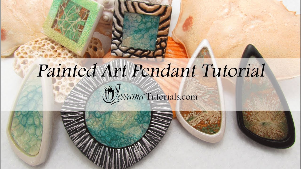 polymer-clay-project-painted-art-pendants-tutorial-youtube