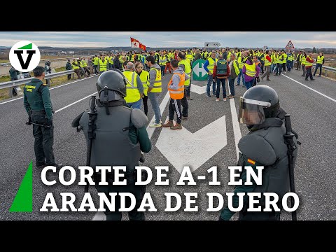 Un detenido por atentado a la autoridad en el corte de la A-1 en Aranda de Duero (Burgos)
