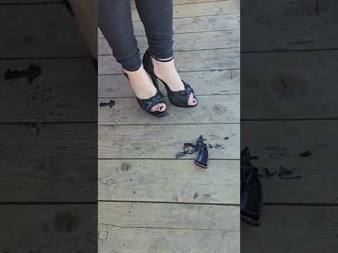 Toy gun crushed in heels #asmrcrunch #highheels #asmrsounds #crushingasmr #asmr  #Pebble