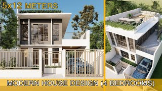 Modern House Design (5x12 meters on 120sqm lot) with Roof Deck