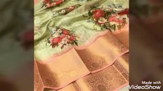 Banarsi sari.latest sari design 2020.,trending banarsi sarI,dola silk sari,floral printed sari, screenshot 2