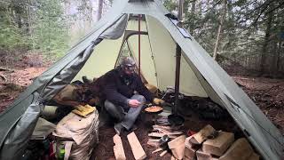 SOLO HOT TENT CAMPING IN THE WOODS