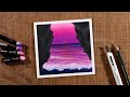 Beautiful Ocean under Cave / Drawing with Oil Pastels / Step by Step