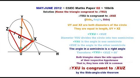 Paper2-CSEC-MATHS-357 ~ Circle Geometry & Congruent Triangles II ~ May/June 2012 Number 10biib