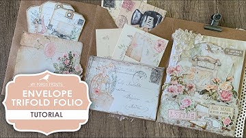 Envelope Trifold Folio Tutorial Junk Journal Insert | Mail Themed | Letter Writing | My Porch Prints