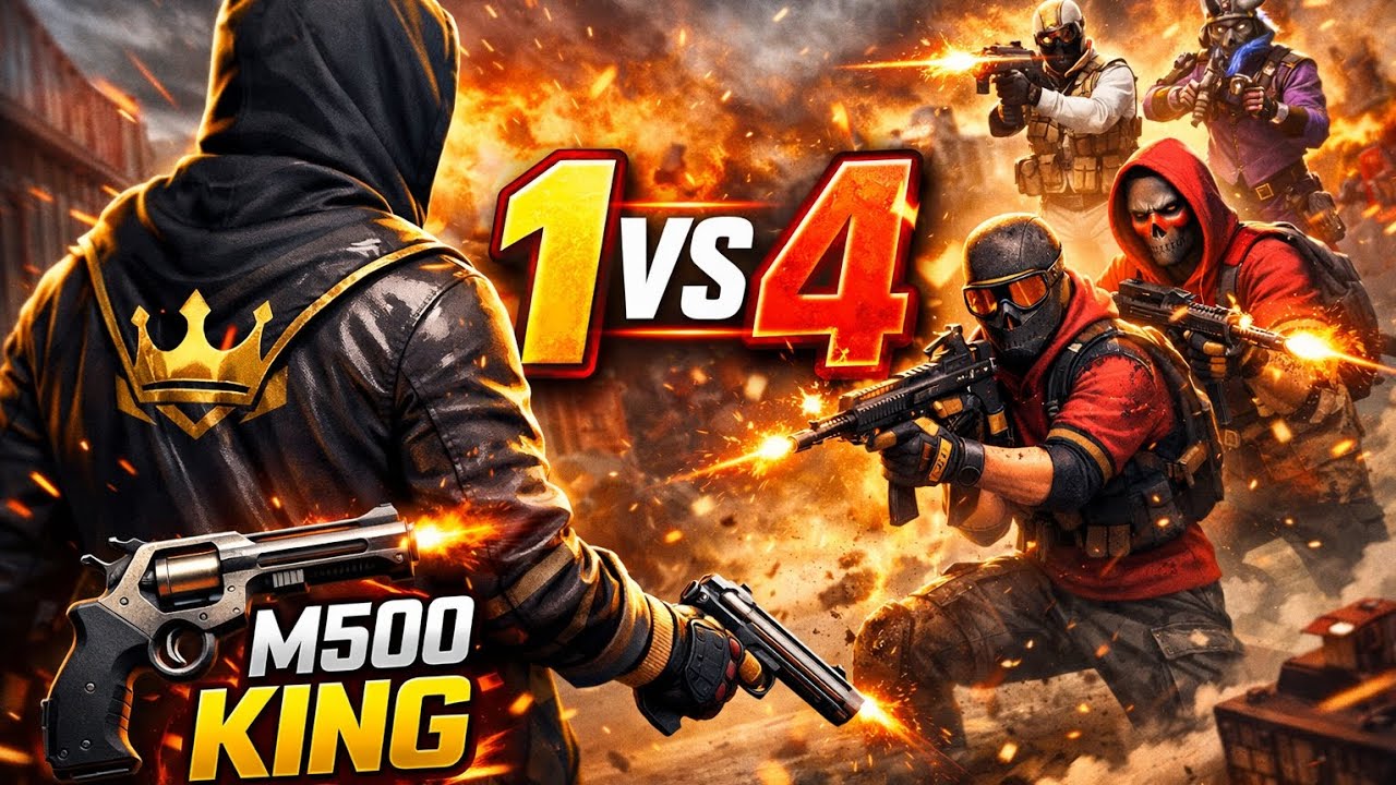 1 VS 4 WITH M500 😱 | M500 KING 👑 Free Fire Highlights. 