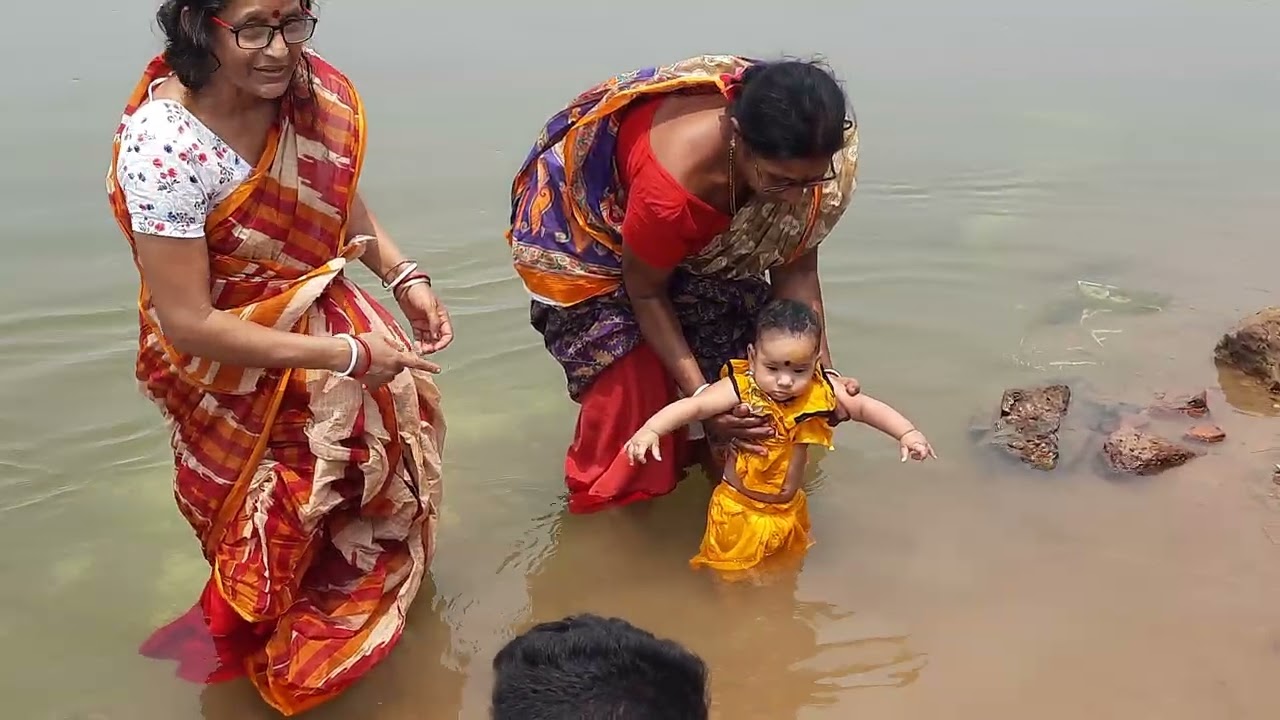 Aadrik on annaprasan bath in subarnarekha river 2024 May