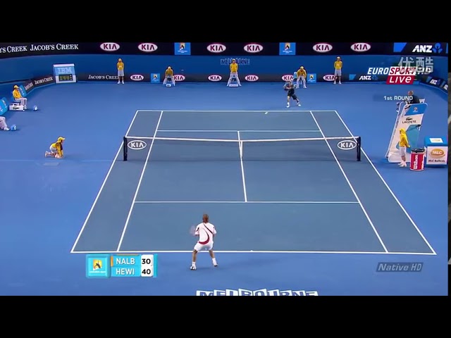 World's number one player, Switzerland's Roger Federer prepares to serve a  ball against Argentina's David Nalbandian (unseen) during the opening match  for the Shanghai Tennis Masters Cup held at the Qi Zhong