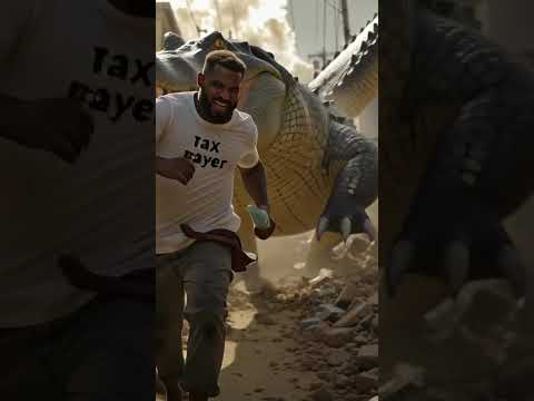 crocodile chasing a Filipino