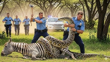 Animal Rescue: Brave Rescue Team RESCUES A Zebra From Giant Python