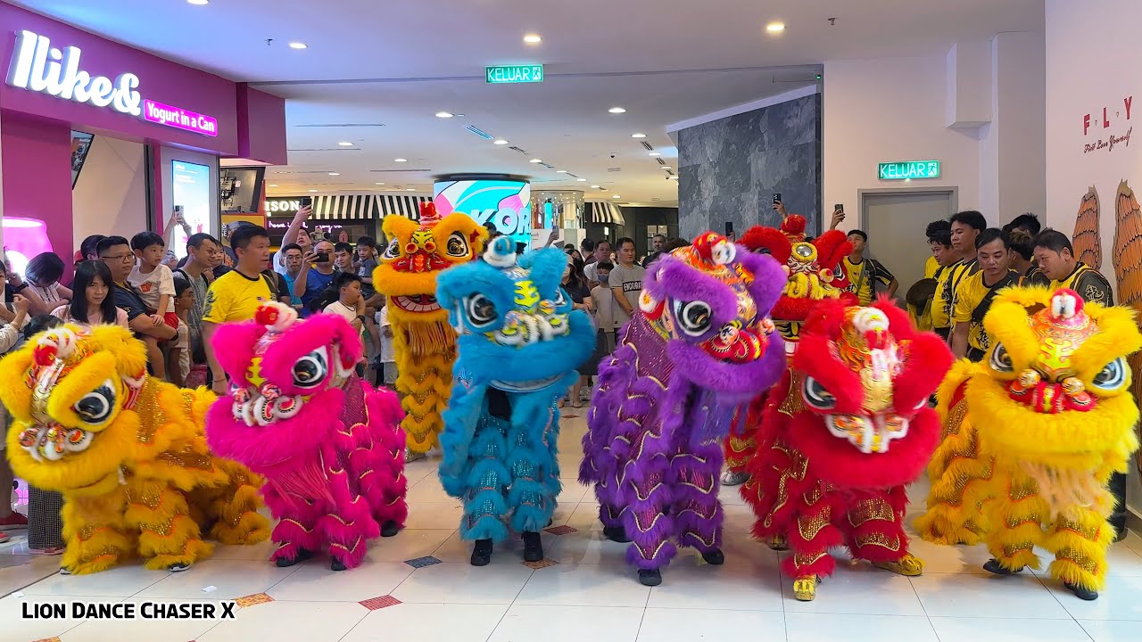小孩子的舞狮 Lion Dance (8 Lions) 七彩萌狮表演 by LDCR 龙的传人 @ 1 Utama