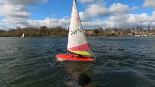 Learning to sail a Topper, gusty upwind with coaching tips