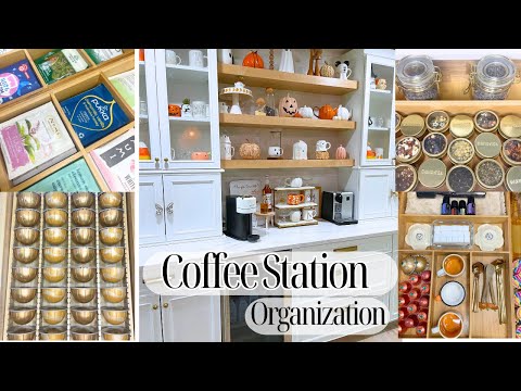 New! Fall 2023 Organized Coffee Station! Declutter + Organize my new coffee station with me!