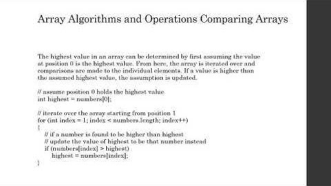 Array Algorithms and Comparing Arrays