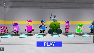 All Morphs Unlocked BRUNO'S FAMILY PRISON RUN Obby Roblox Cop Wife Polly Roby Tank Boss Police Dog