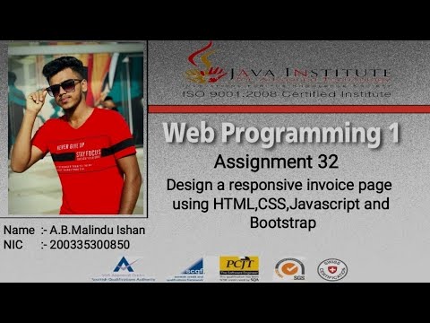 Design a responsive invoice page using HTML,CSS,Javascript and Bootstrap | Web project | Task 32