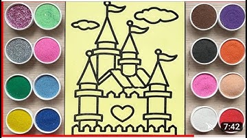 TÔ MÀU LÂU ĐÀI CỔ TÍCH MỘNG MƠ - COLORING DREAM FAIRY CHANNEL - Sand painting the castle  | @HeoXinh