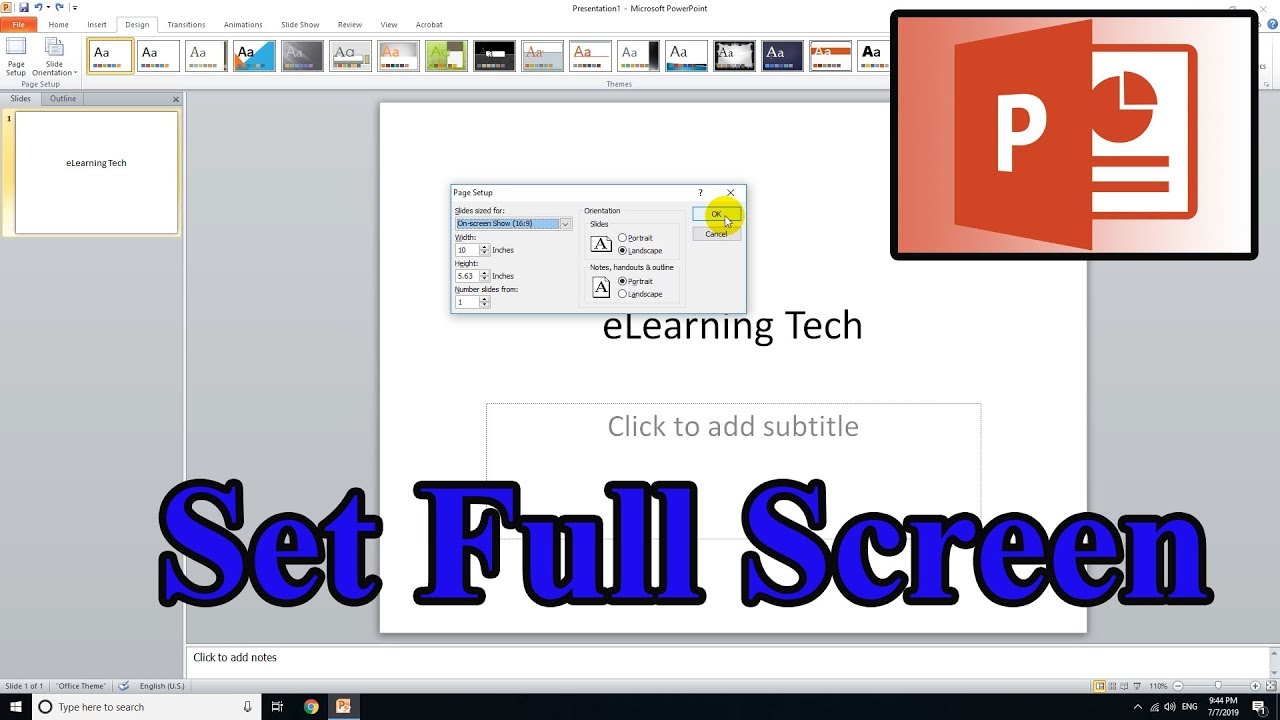 how to view powerpoint presentation in full screen