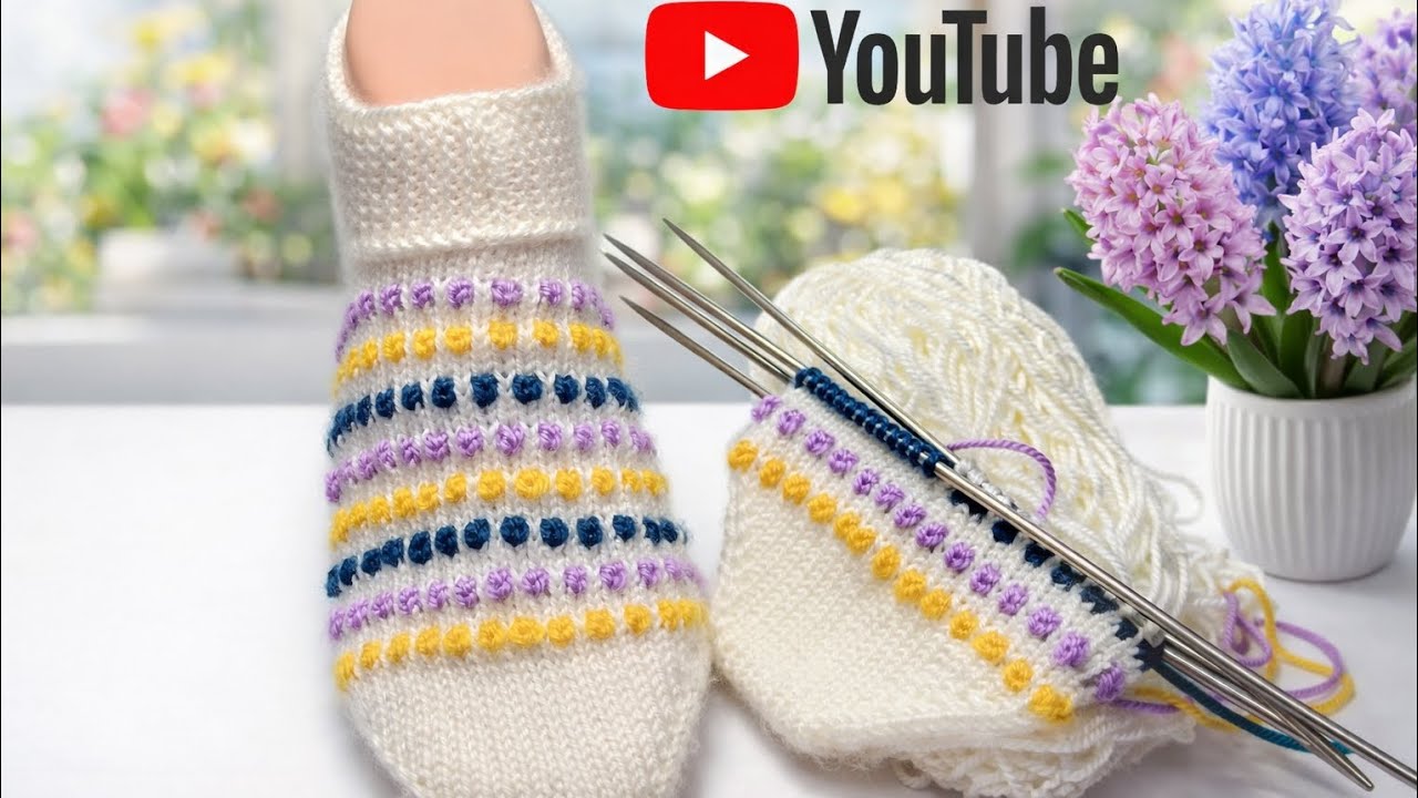 🌼Part 1 Çok kolay tasarım beş şiş patik modeli 