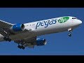 PegasFly Boeing 767-300ER landing & takeoff at Geneva/GVA/LSGG