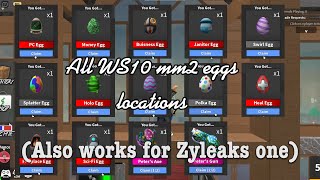 WHERE TO FIND ALL THE EGGS IN WS10/ZYLEAK MM2 #roblox #egghunt  #mm2 #murdermystery2 #easterupdate