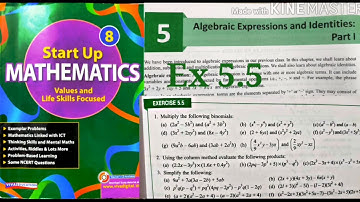 Algebraic Expressions and Identities Exercise 5.5 class 8 Q1toQ2 |Start up Mathematics Rajmith study