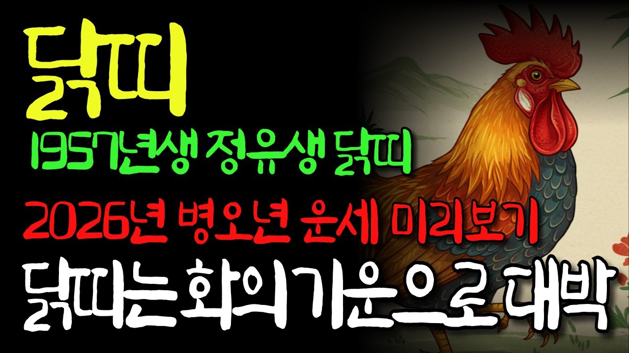 57년생 닭띠 미리보는 2026년 병오년 대박 운세🎉천복이 하늘의 문을 열고 쏟아지기 시작했다 말년복있는띠🙏말년복 좋은 사주 닭띠운세 닭띠 운세 1957년생 말년운