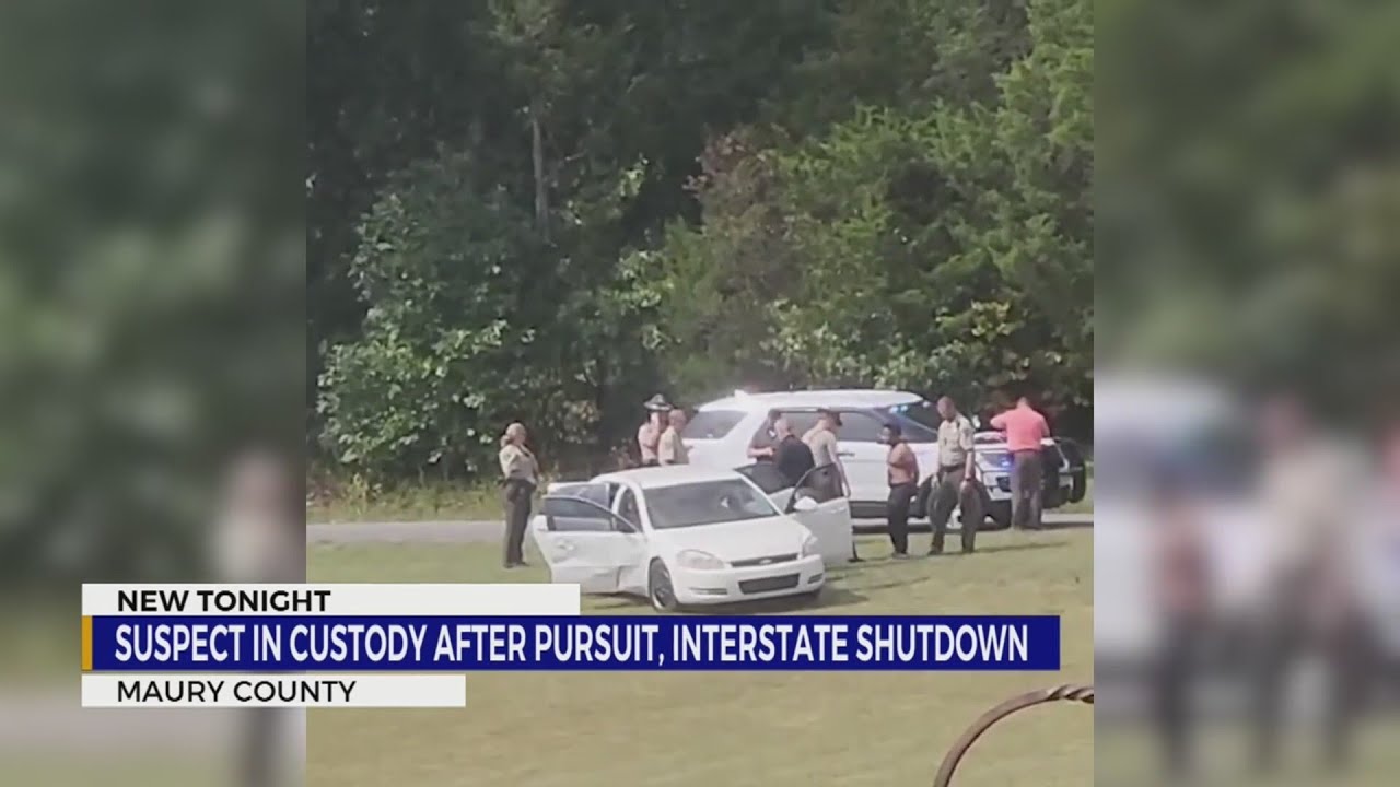 Suspect in custody after pursuit, TN interstate shutdown - YouTube