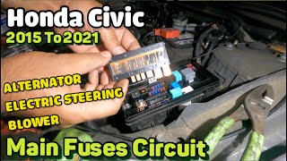 Honda civic 2015 to 2022 Main battery fuse blower fuse  circuit of fuses