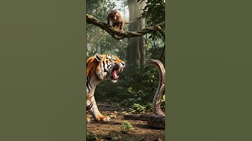 con cọp gặp phải rắn hổ mang #ranhomang #cobra #thegioidongvat #tiger