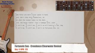 Video thumbnail of "🎸 Fortunate Son - Creedence Clearwater Revival Guitar Backing Track with chords and lyrics"