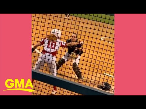 Watch this softball player use a mind trick to score a run