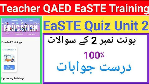 QAED teacher training EaSTE | Module 1 | Unit 2 complete Answers keys