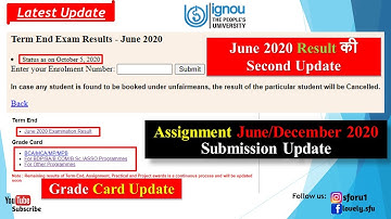 IGNOU June 2020 Exam 2nd Update || IGNOU December 2020 Assignment Submission || IGNOU Grade Card