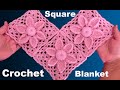 Como hacer Flores a Crochet en cuadrado o cuadro para manta tapete tejido con ganchillo