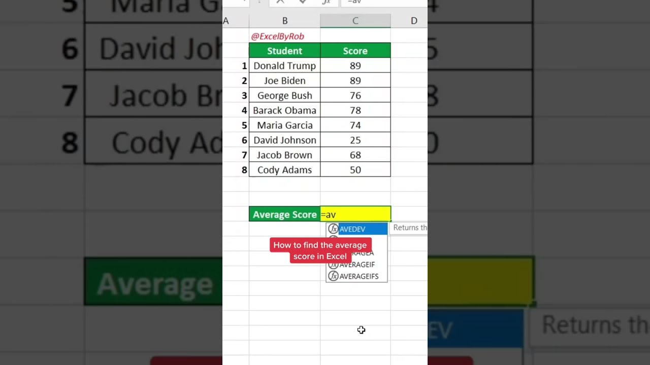 How To Find The Average Score In Excel excel YouTube How To Find The Average Score In Excel excel YouTube