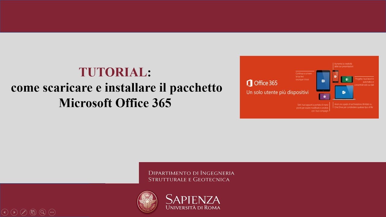 Tutorial installazione pacchetto Office 365 Sapienza 