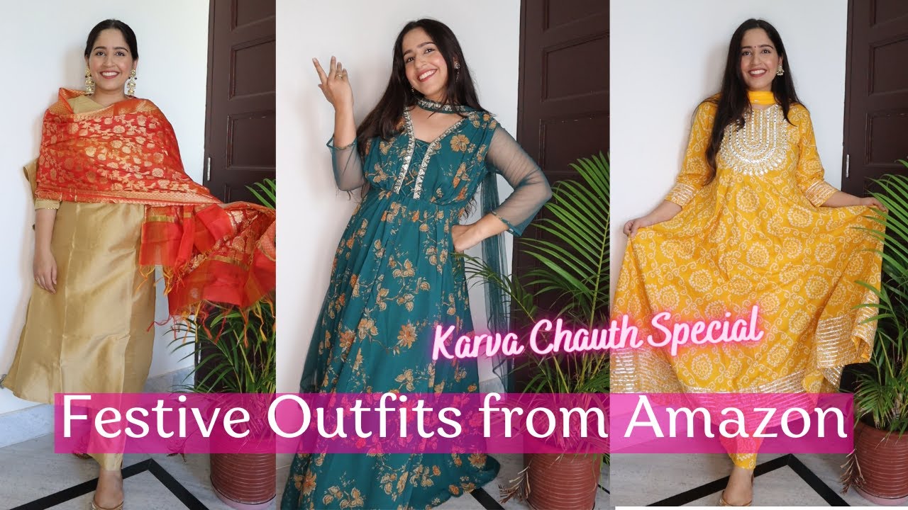 *🌸Festive Outfits🌸* from Amazon | Karva Chauth Special Haul 