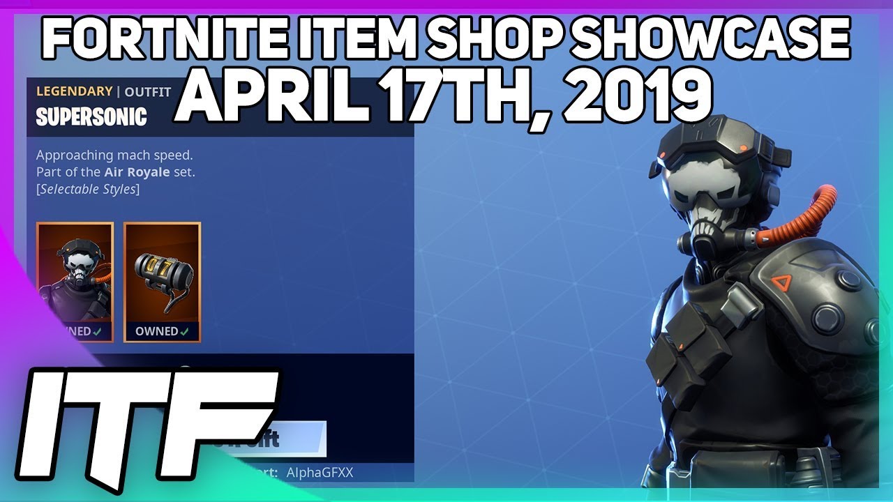 fortnite item shop new air royale set april 17th 2019 fortnite battle royale - pilot skull fortnite