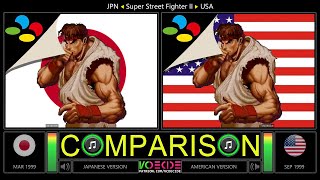 Regional Differences [57] Super Street Fighter II - SNES (Japan vs USA) Side by Side Comparison