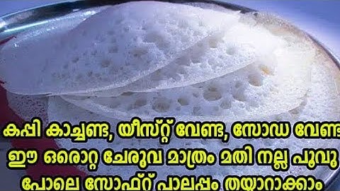 പൂവു പോലെ സോഫ്റ്റായ പാലപ്പം || Palappam Recipe || Appam Recipe  || Palappam Without Yeast