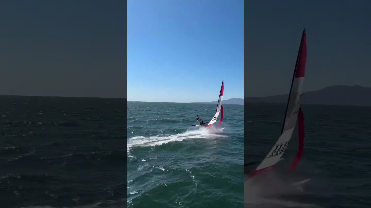 Catamaran Almost Flips In Race #sailing
