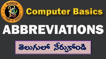 Abbreviations || Computer Basics || By K. Ramesh M.C.A