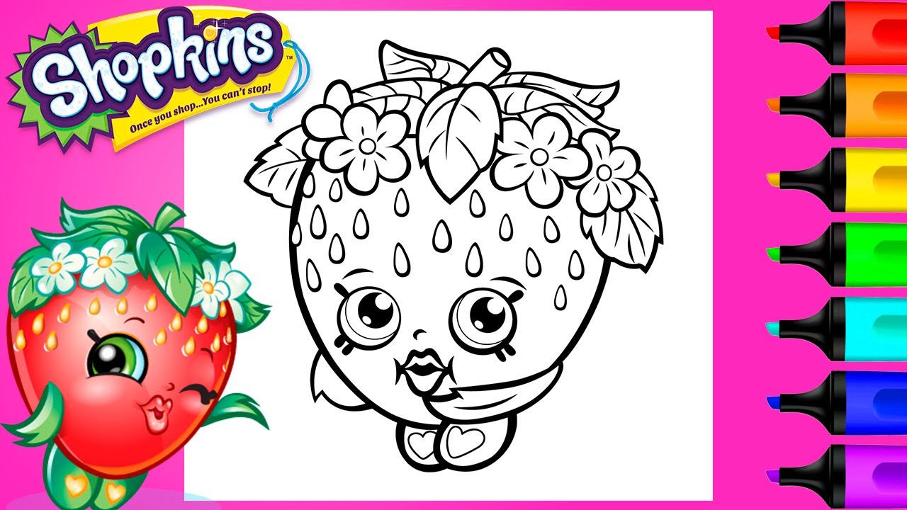 Coloring Strawberry Kiss Shopkins | Art and Coloring Fun - YouTube