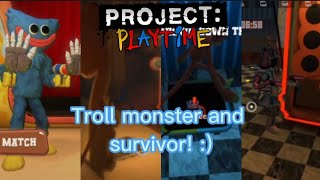 Troll Huggy and Survivor:)!! Funny momment!!Project playtime mobile!! #projectplaytimemobile
