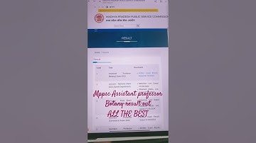 Mppsc Assistant professor BOTANY result declared 2024..All the best
