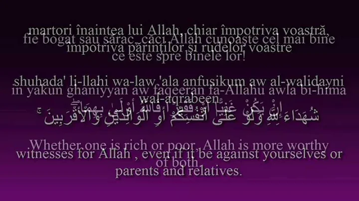 Holy Quran Surat An-Nisa' [4:135-136]! Romanian and English translation! Arabic transliteration!