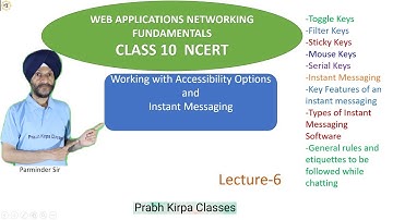 Web Applications  Class 10 I.T.  Lec.6 Working with Accessibility Options  and Instant Messaging