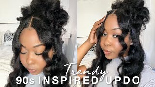 90’s Inspired Updo Hairstyle Using A Natural Kinky Straight Wig Ft. Unice Hair